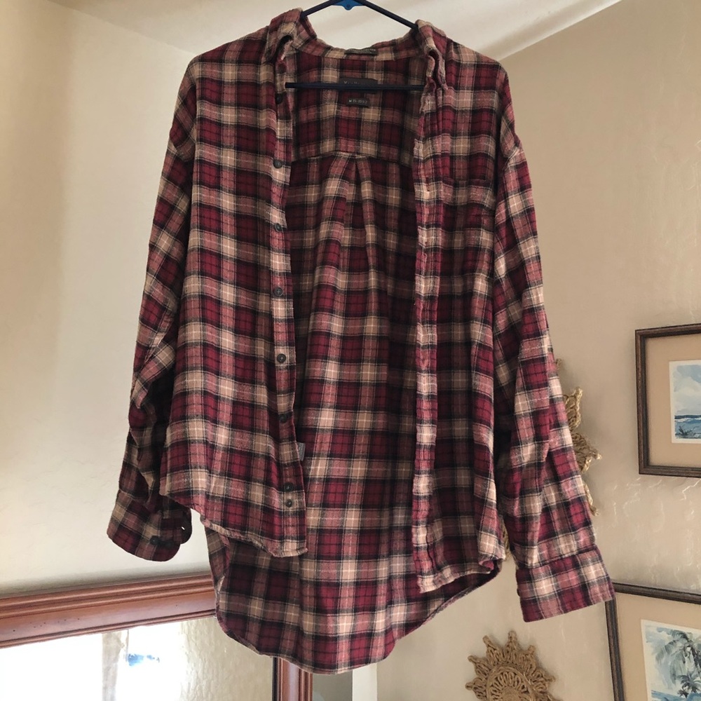 Soft Vintage Flannel - red & brown plaid